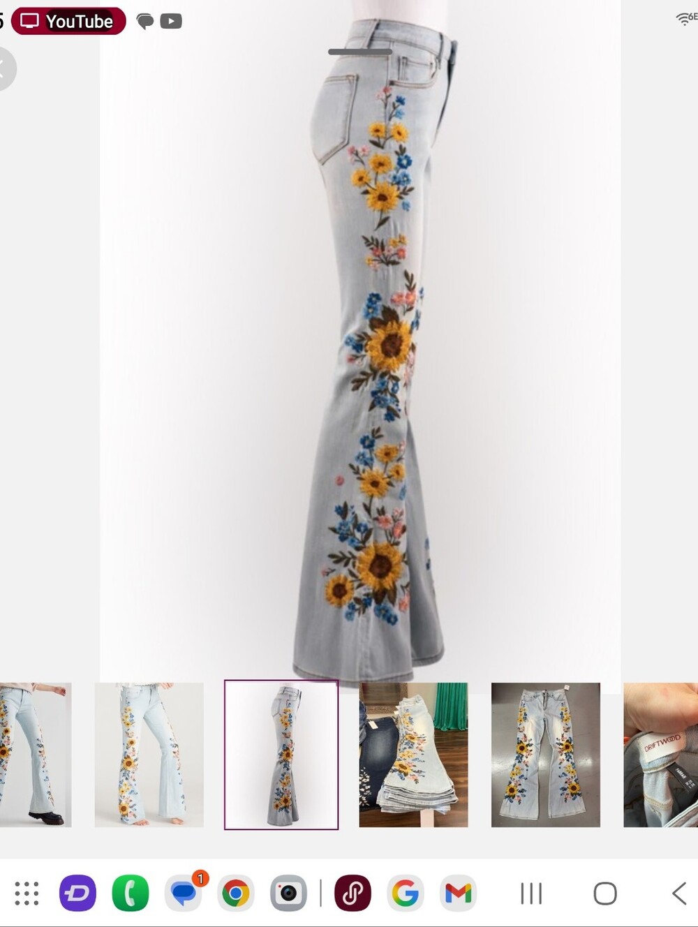 Free People DRIFTWOOD FARAH FLAIR  Light Blue Floral Sun Flower. 28 X 34